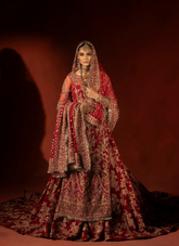 19 Raspberry Red Bridal Trail Lehenga Set