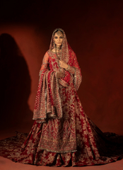 19 Raspberry Red Bridal Trail Lehenga Set