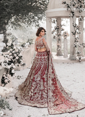 19 Maroon Bridal Lehenga with Golden Embroidered Floral Motifs