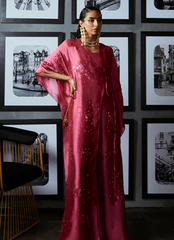 19 Crimson Silk Kaftan Gown