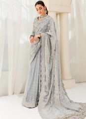 19 Powder Blue Embroidered Bridal Saree