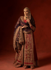 19 Regal Red Front-Open Shirt with Azaar Pants & Festive Dupatta