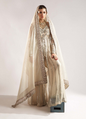 16 Ivory Embellished Gharara Set with Sheer Dupatta