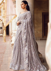 19 Smoky Grey Embroidered Bridal Saree