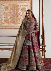 18 Heritage Maroon & Gold Bridal Kalidaar