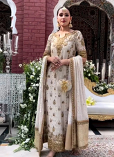 Ivory Gold Hand-Embellished Kurta Set with Dupatta