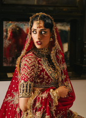 Velvet Elegance – Red & Green Lehnga with Raw Silk Choli