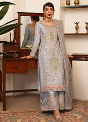 16 Powder Blue Embroidered Formal Ensemble with Straight Pants