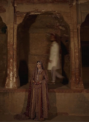 18 Deep Maroon & Gold Heavily Embellished Bridal Dress