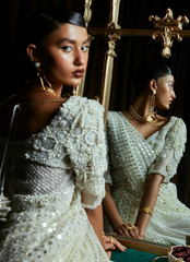 18 Ivory Embellished Contemporary Saree Gown