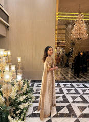 Ivory Chiffon 3-Piece Kurta Set with Trouser & Dupatta