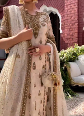 Ivory Gold Hand-Embellished Kurta Set with Dupatta