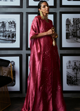 19 Crimson Silk Kaftan Gown