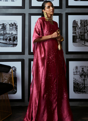19 Crimson Silk Kaftan Gown
