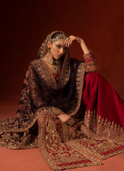 19 Regal Red Front-Open Shirt with Azaar Pants & Festive Dupatta