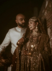 18 Deep Maroon & Gold Heavily Embellished Bridal Dress