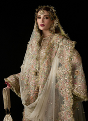Elegant Ivory Organza Ensemble – Hand-Embellished Shirt & Sharara