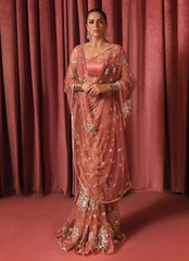 19 Rose Gold Embellished Net Saree