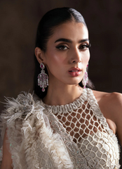 Ivory Halter Neck Bridal Lehnga Choli with Intricate Embellishments