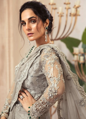 19 Elegant Grey Embellished Bridal Saree