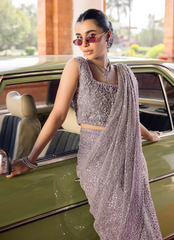 19 Silver Sequin Drape Saree