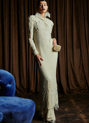 19 Ivory Beaded Fringe Gown