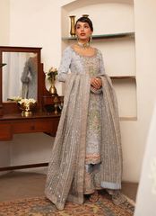 16 Powder Blue Embroidered Formal Ensemble with Straight Pants