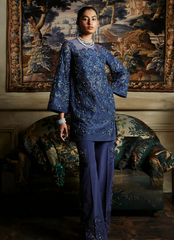 18 Sapphire Embroidered Kurta with Wide-Leg Trousers