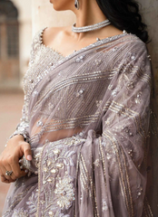 19 Smoky Grey Embroidered Bridal Saree