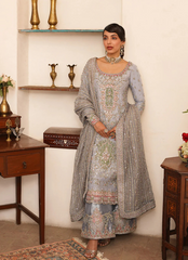 16 Powder Blue Embroidered Formal Ensemble with Straight Pants