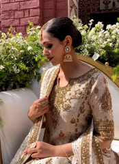 Ivory Gold Hand-Embellished Kurta Set with Dupatta