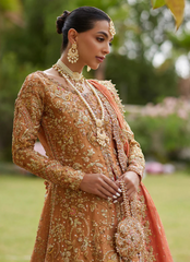 Peachy Gold Bridal Masterpiece – Tissue Shirt, Jamawar Lehnga & Dupatta