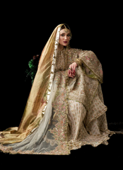 Elegant Ivory Organza Ensemble – Hand-Embellished Shirt & Sharara