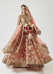 Rose Gold Peshwas Ensemble – Silk Sharara & Embellished Organza Dupatta