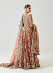 Rose Gold Peshwas Ensemble – Silk Sharara & Embellished Organza Dupatta