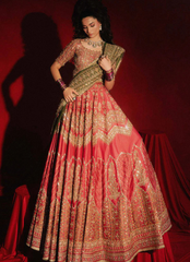 Gul Badan Bridal Masterpiece – Chevron Lehenga & Contrasting Organza Dupatta