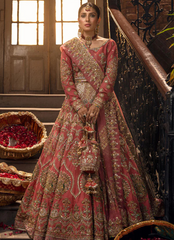 Traditional Rose Pink Bridal Lehenga Choli with Dupatta Borders