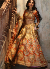 16 Fiery Orange and Gold Bridal Lehenga with Intricate Embellishments