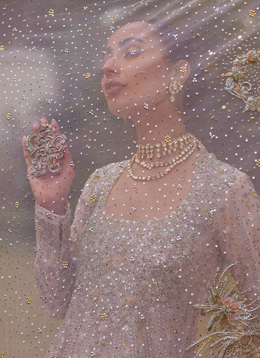 Refined Powder Pink Ensemble – Handcrafted with Timeless Detailing