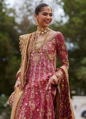 Crimson Kalidaar – Handcrafted Elegance with Kora & Dabka Embellishments