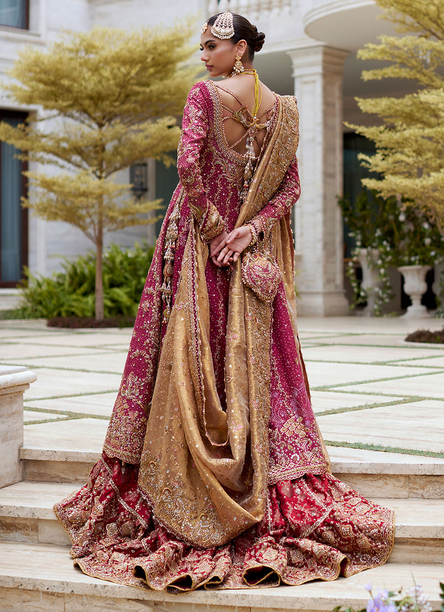 Crimson Kalidaar – Handcrafted Elegance with Kora & Dabka Embellishments