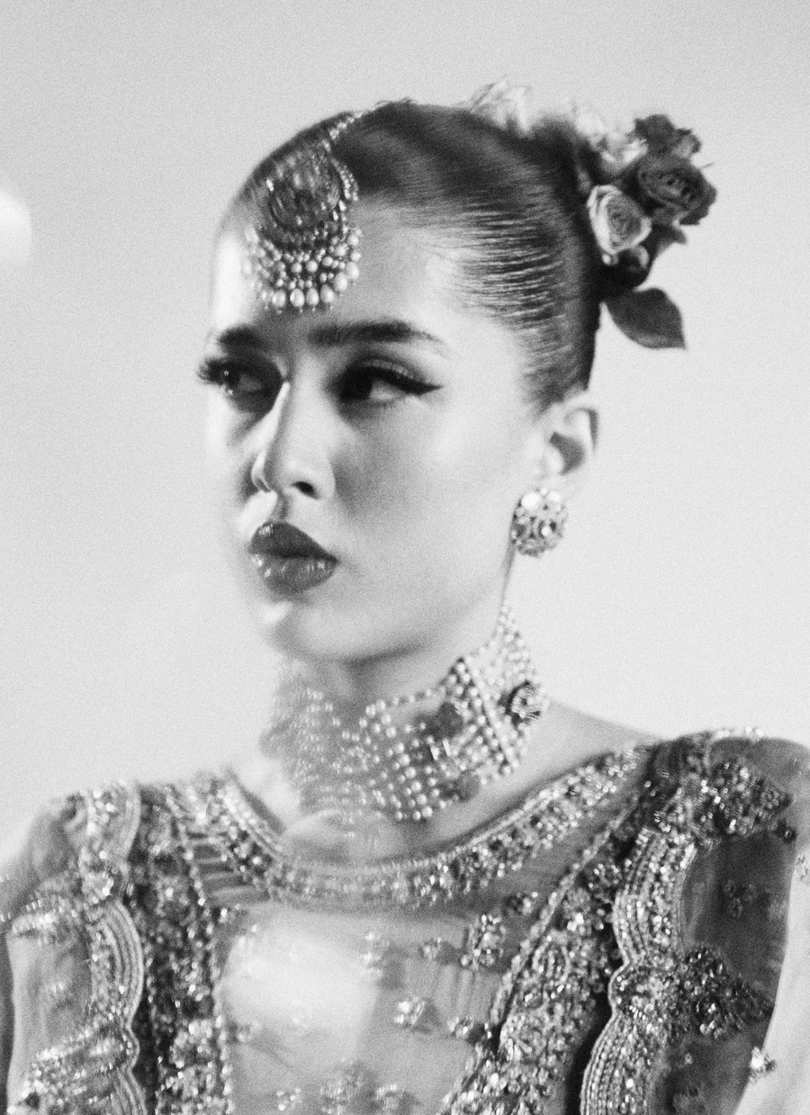 16 Dusty Rose Heavily Embellished Kalidaar with Flared Sleeves