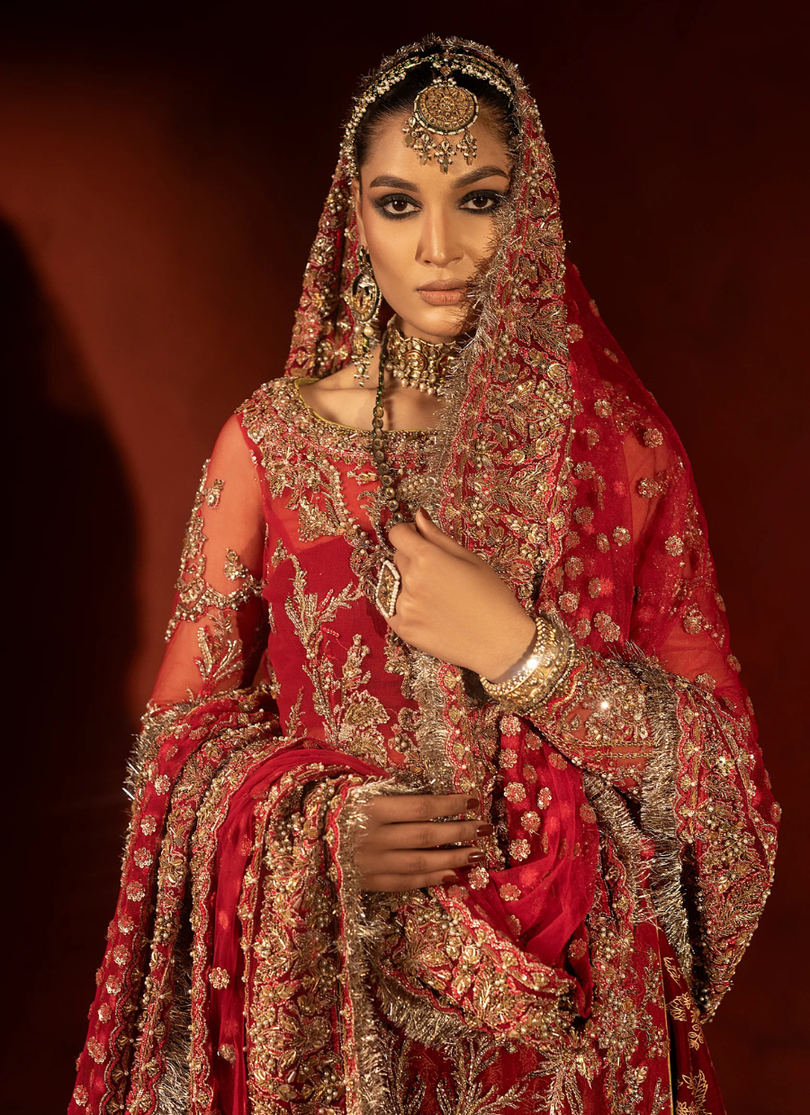 19 Raspberry Red Bridal Trail Lehenga Set