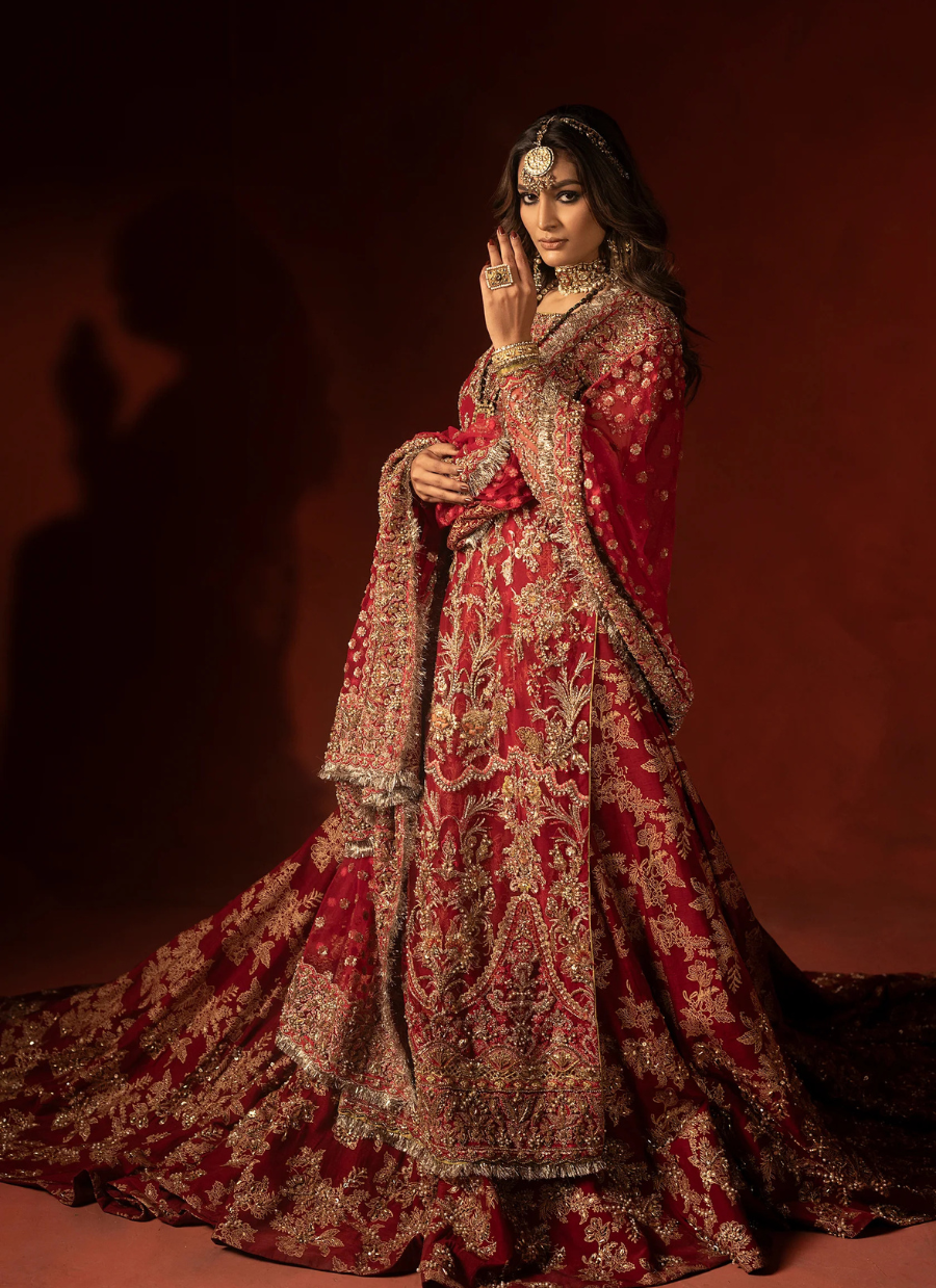 19 Raspberry Red Bridal Trail Lehenga Set