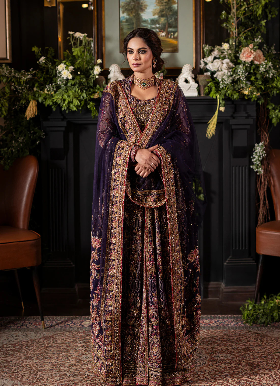 19 Royal Irish Purple Gown Lehenga with Dupatta