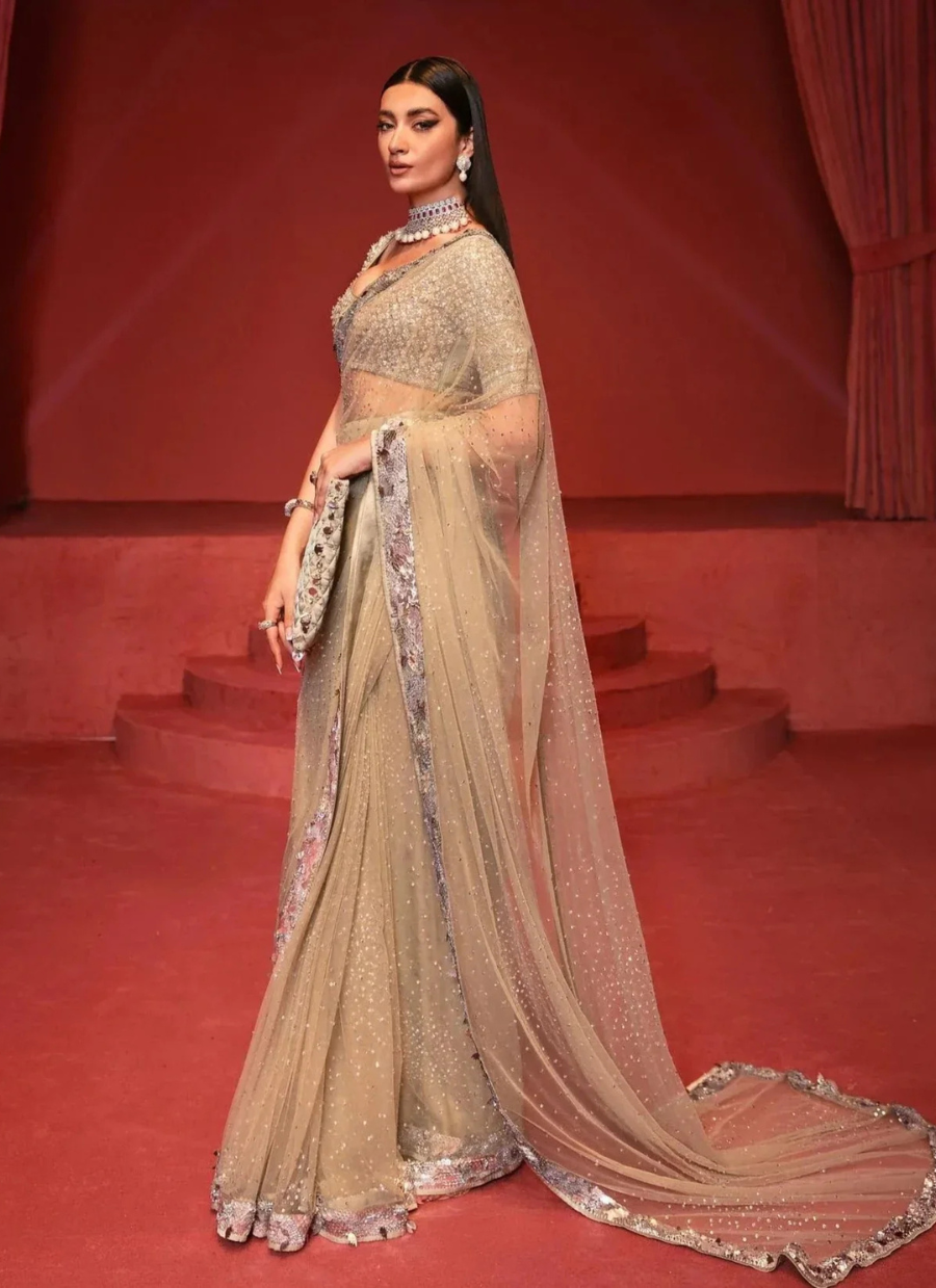 19 Silver Embellished Bridal Saree with Statement Blouse