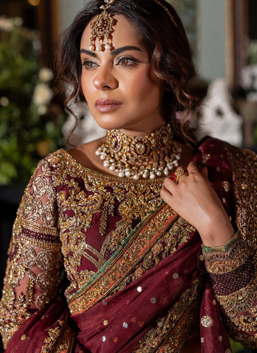 19 Majestic Maroon Choli Lehenga with Mukesh Dupatta