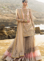 16 Soft Peach and Gold Bridal Lehenga with Pastel Embellishments