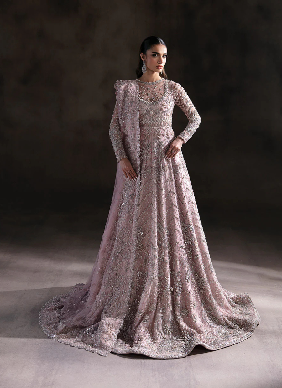 19 Pastel Pink Heavily Embellished Bridal Gown