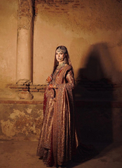 18 Deep Maroon & Gold Heavily Embellished Bridal Dress